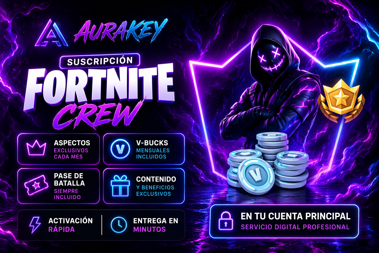 Fortnite Crew – Suscripción de 6 meses en tu cuenta