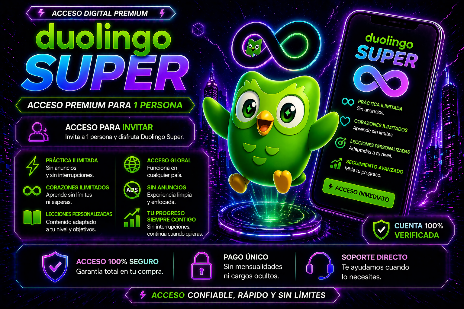 Cupo Duolingo Super 12 meses